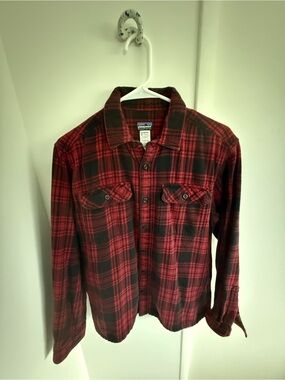 Patagonia Red and Black Plaid Button-Down Shirt
